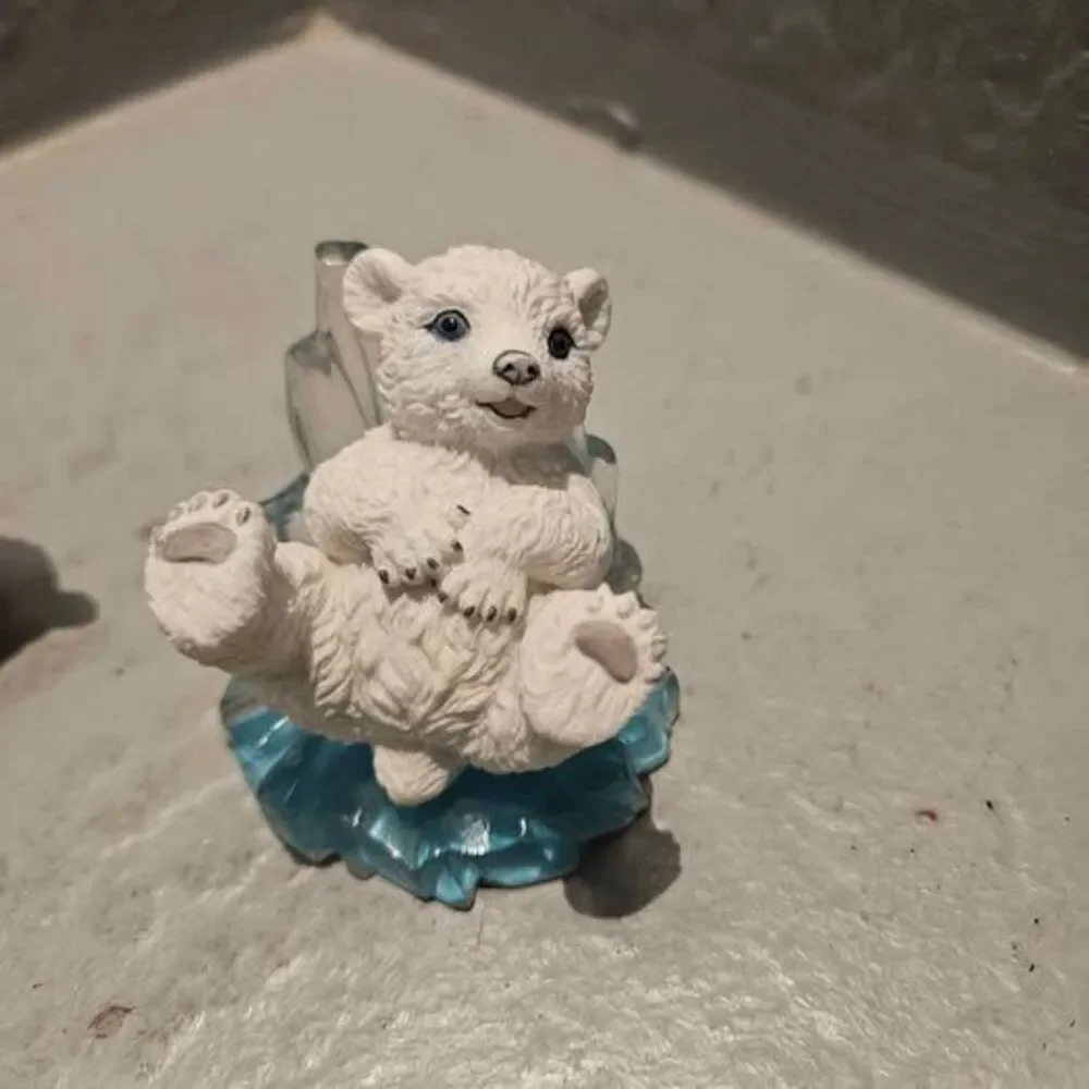 Set of 2 Polar Bear Figurines Polar Playmates Hamilton Collection